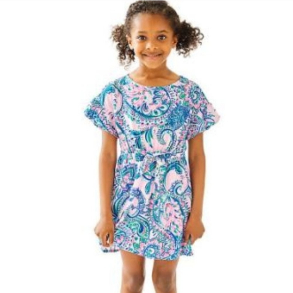 {Lilly Pulitzer} Stasia Dress Pink Tropics Tint Tangerine Dreams XS 4-5